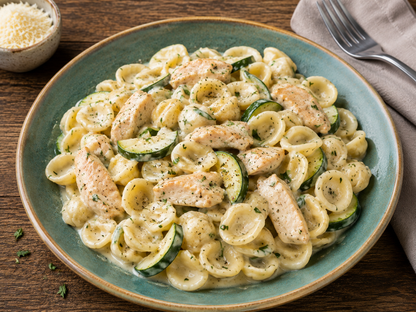 Maaltijdpakket - Pasta met kip, courgette in room (2 personen)