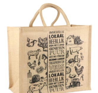 Jute boodschappentas GROOT (40x35x22cm)